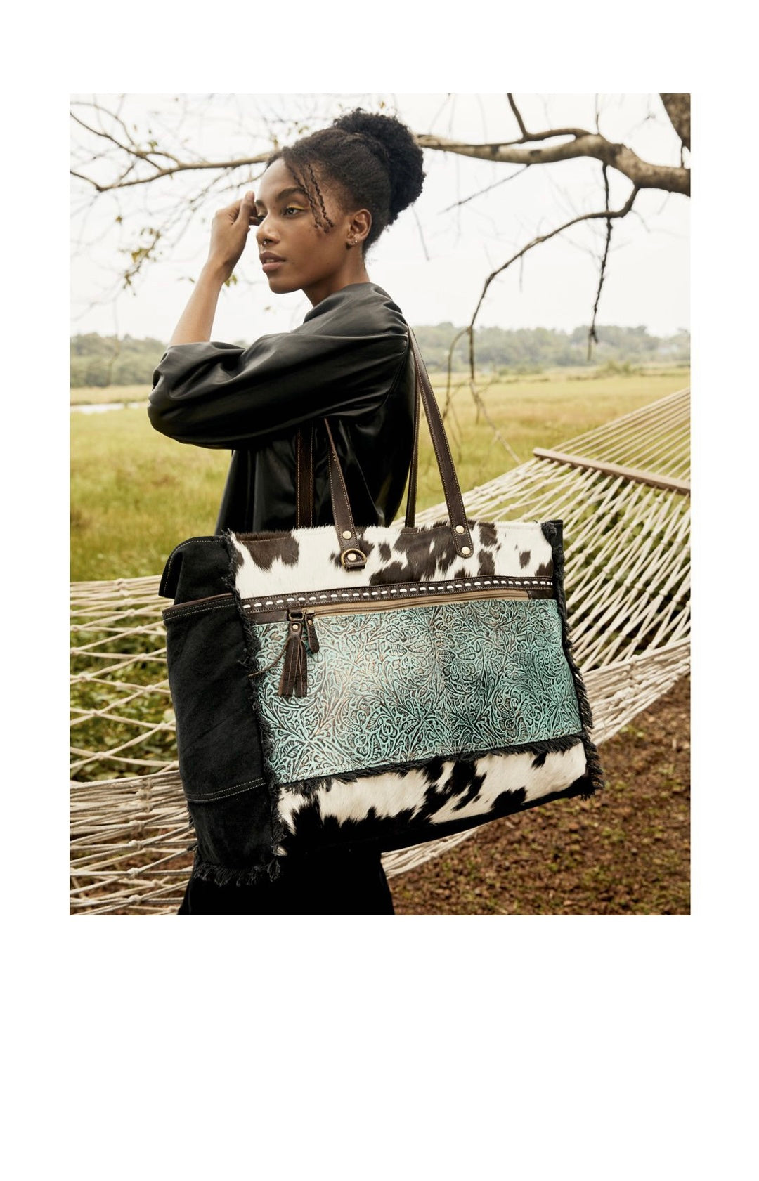 Black Hide Weekender Bag