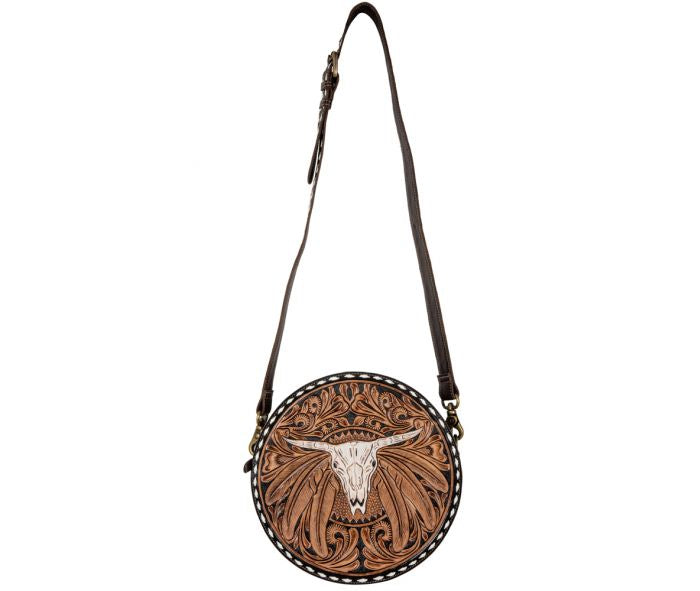 Spirit of the Herd Hand-Tooled Round Bag