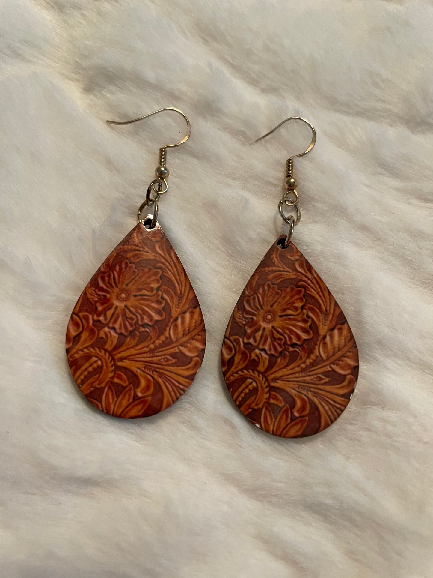 Small Tooled Leather Earrings