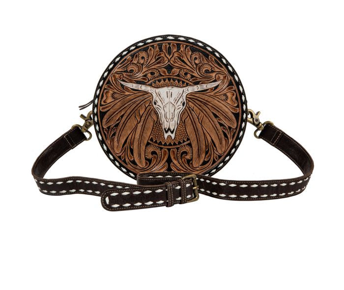 Spirit of the Herd Hand-Tooled Round Bag