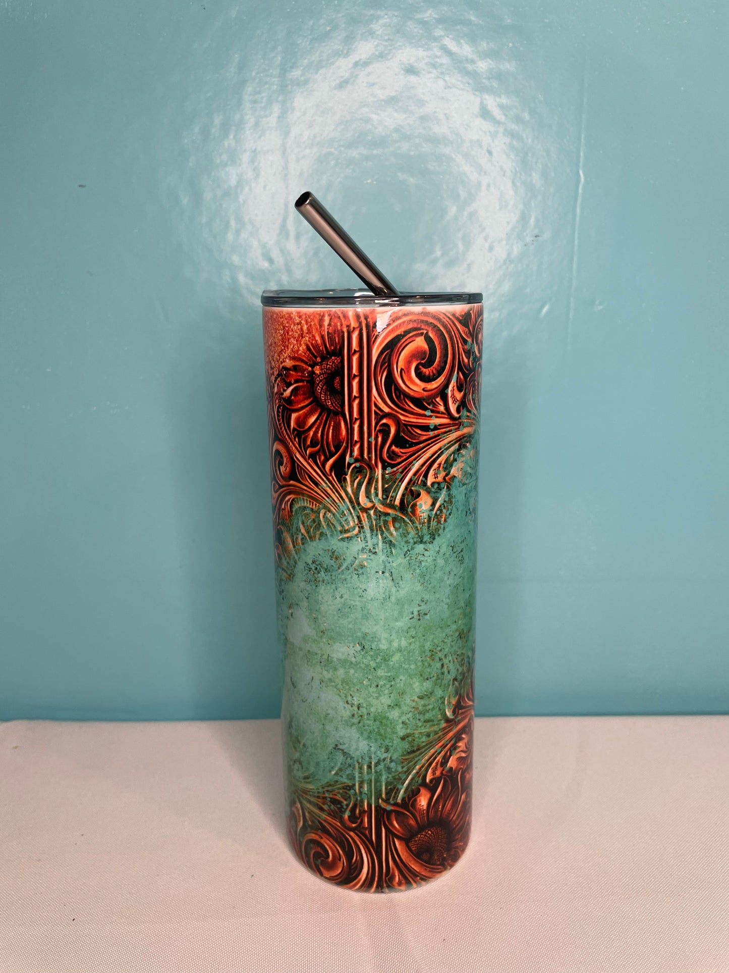 Tooled Leather And Turquoise, 20 oz Tumblers